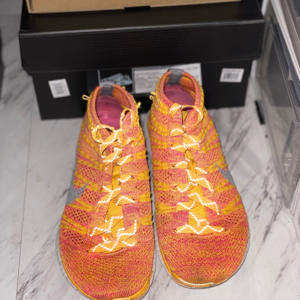 Nike Vibrant Orange Yellow Knit Athletic Shoes
